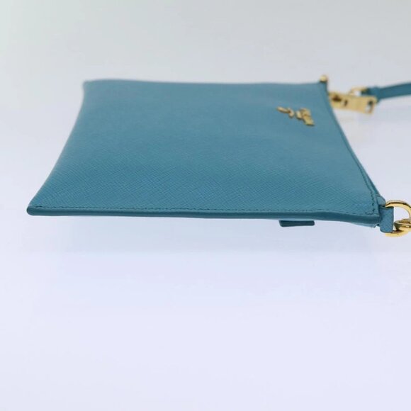 PRADA Accessory Pouch Safiano leather Blue Auth - Picture 7 of 15